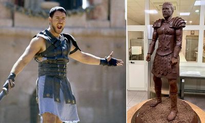 Russell Crowe endorses his lifesized chocolate Gladiator statue: ‘I will be available to eat’