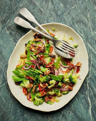 Rukmini Iyer’s quick and easy recipe for broccoli, date, pecan and chilli chopped salad