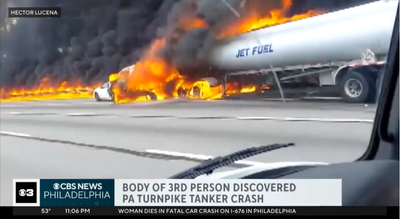 Fiery tanker truck crash leaves at least three dead on Pennsylvania Turnpike