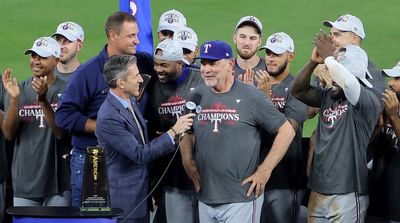 Rangers Drench Bruce Bochy With Champagne While Celebrating World Series Berth