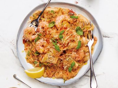 This speedy king prawn pasta has a supermarket secret weapon