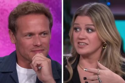 Kelly Clarkson swoons over kilted Outlander star Sam Heughan