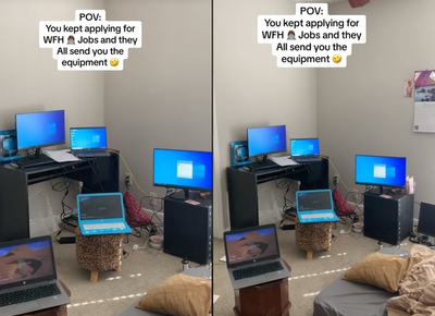 Woman hilariously reveals surplus of work-from-home equipment after applying for multiple jobs