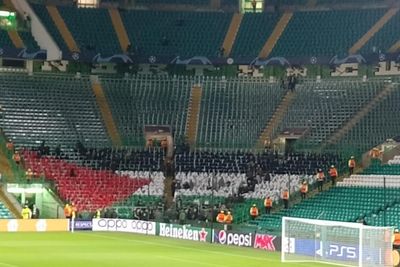Green Brigade prepare Palestine flag display ahead of Celtic vs Atletico Madrid