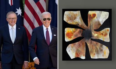 Australian artist ‘a tad hysterical’ after Albanese gifts her bushfire painting to Biden