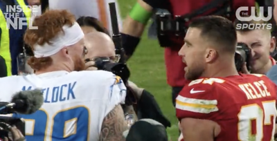 Mics Caught Travis Kelce Giving Some Thoughtful Advice to a Chargers Rookie