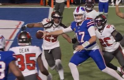 Josh Allen ruthlessly stared down Buccaneers CB Jamel Dean as he crossed the goal line for a TD