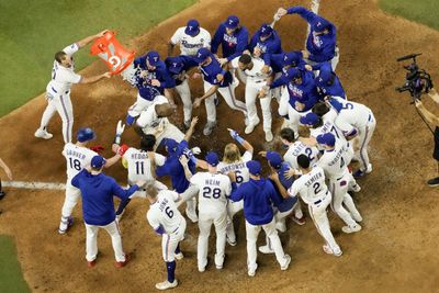 The drone shot of Adolis Garcia’s World Series Game 1 walk-off home run is the coolest