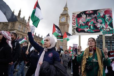 Tens of thousands march through London calling for ceasefire in Israel-Hamas war