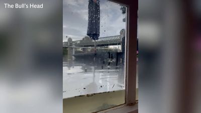 Watch: Popular riverside pub in west London submerged by unusually high tide