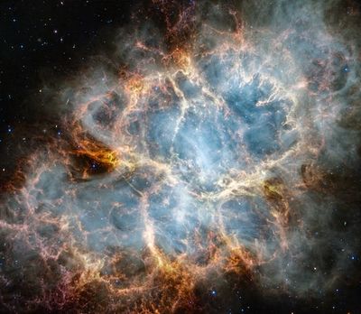 Glimpse the Smoky Tendrils of the Crab Nebula's Zombie Heart