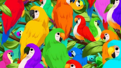 Optical Illusion: Are you sharp-eyed to find the chameleon hiding among parrots?