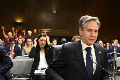 Protesters interrupt Blinken testimony