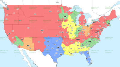 TV broadcast maps for Week 9 of NFL action