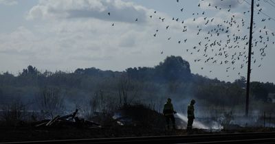Flames flare up again near railway line, firies on scene