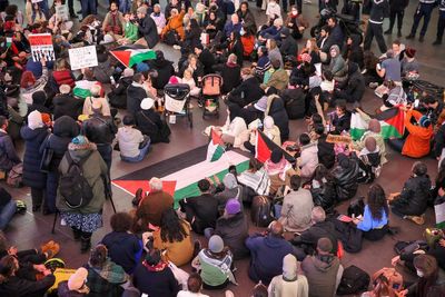 Arrests as police ban hundreds of pro-Palestine protesters from Kings Cross station