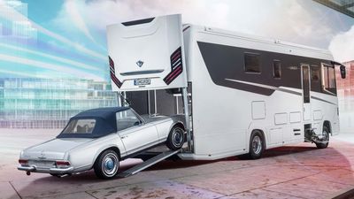 This $580,000 Luxury Motorhome Has A Miata-Sized Garage In The Back