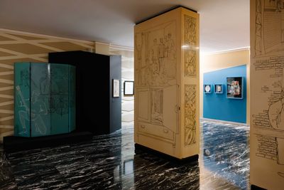 Restored Fornasetti Harlequin designs are on view at a Milan cinema