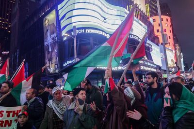 ‘No ceasefire, no votes’: tens of thousands attend pro-Palestinian rally in Washington DC