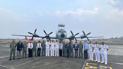 IL-38s that heralded long-range surveillance for the Navy fly into sunset