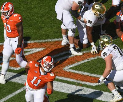 Clemson’s Jeremiah Trotter Jr. with pick-six off Notre Dame’s Sam Hartman