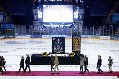 Ice hockey fans pay tribute to Nottingham Panthers player Adam Johnson