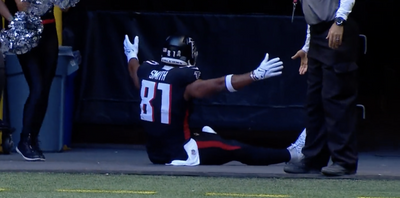 Falcons TE Jonnu Smith had the smoothest recovery after wiping out at the end of his touchdown