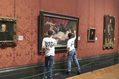 Just Stop Oil activists smash glass protecting National Gallery painting