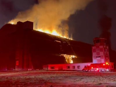 Firefighters battle blaze at historic Marine airbase in Orange County