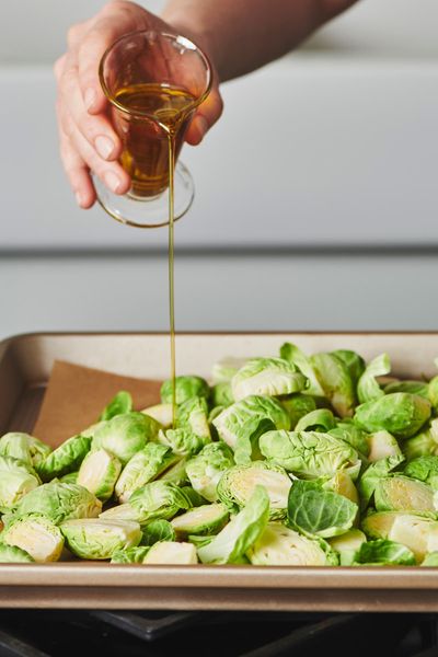 For a flavorful Thanksgiving side, try Brussels sprouts sauteed with bacon and mustard vinaigrette