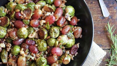 Brussels sprouts get a tasty assist from walnuts, grapes and balsamic glaze