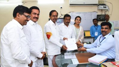KCR files nomination papers from Gajwel, Kamareddy
