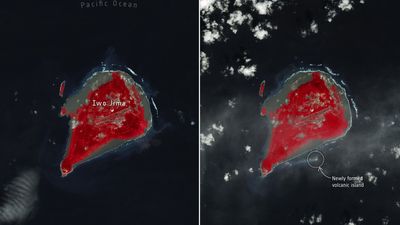 A volcanic eruption gave birth to a new island, and a NASA satellite saw it from space (photo)