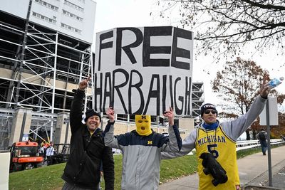 Michigan will be without coach Jim Harbaugh against No. 9 Penn State after no ruling to lift ban