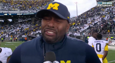 Michigan interim coach Sherrone Moore broke down in tears during NSFW interview after beating Penn State