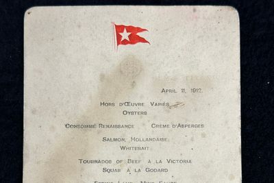 Titanic dinner menu sells for more than £80,000 at auction