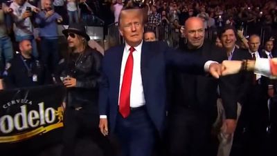 Trump receives middle finger greeting from Bill Burr’s wife at UFC