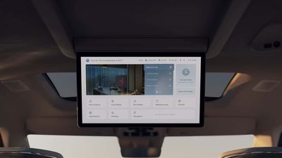 Volvo EM90 Minivan Has a Screen That Folds Down From The Roof And Does Many Things