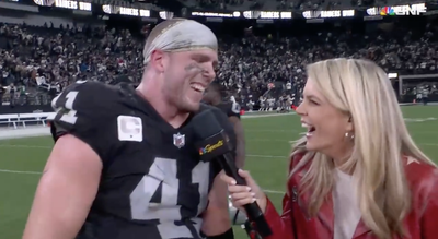 Raiders LB Robert Spillane Shares Awesome Family News in Electric Postgame Interview