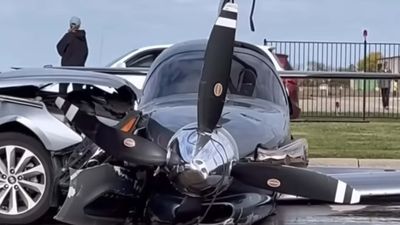 Watch This Airplane Skid Off A Runway And Get Hit By A Car