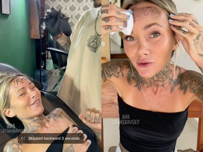 Woman pretends to get boyfriend’s name tattooed on her forehead to teach a lesson