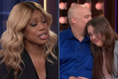 Laverne Cox in tears as she meets ‘thriving’ trans teenager and supportive father