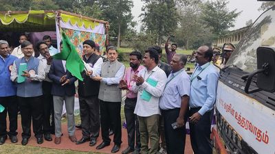 T.N. Governor R.N. Ravi flags off Viksit Bharat Sankalp Yatra vehicle in Jawadhu Hills