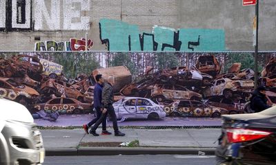 ‘Please don’t forget us’: giant Ukrainian artwork arrives in New York