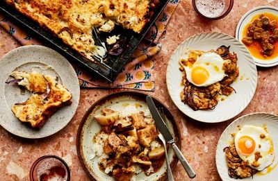 Pork belly with turnips, celeriac pakora and cauliflower toad in the hole: Ravinder Bhogal’s recipes for British winter veg