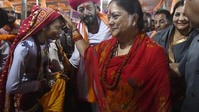 On the campaign trail, Raje woos women voters amidst uncertainty about her own political future