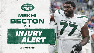 Mekhi Becton carted to locker room with ankle injury, is questionable