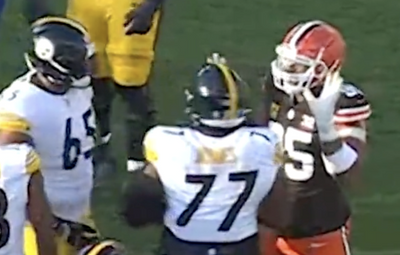 Myles Garrett harmlessly picking up a rogue Steelers helmet gave everyone Mason Rudolph flashbacks