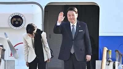 Watch: South Korean president Yoon arrives in London for UK state visit
