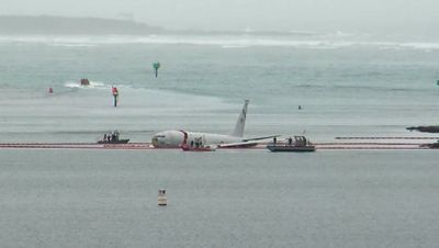 US Navy plane overshoots Hawaii runway and crashes into ocean